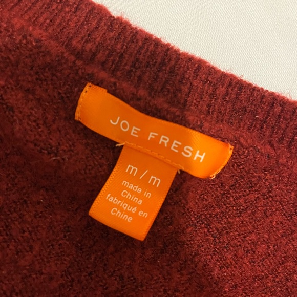 COZY OVERSIZE FIT RED CRIMSON VINTAGE JOE FRESH V NECK SWEATER - Picture 2 of 3